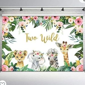 Two Wild Birthday Party Photo Backdrop
